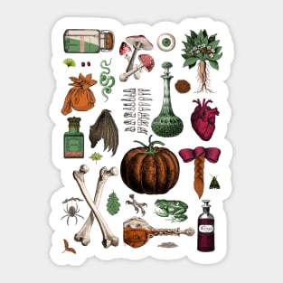 Collage Basic Ingredients for a Witch Sticker